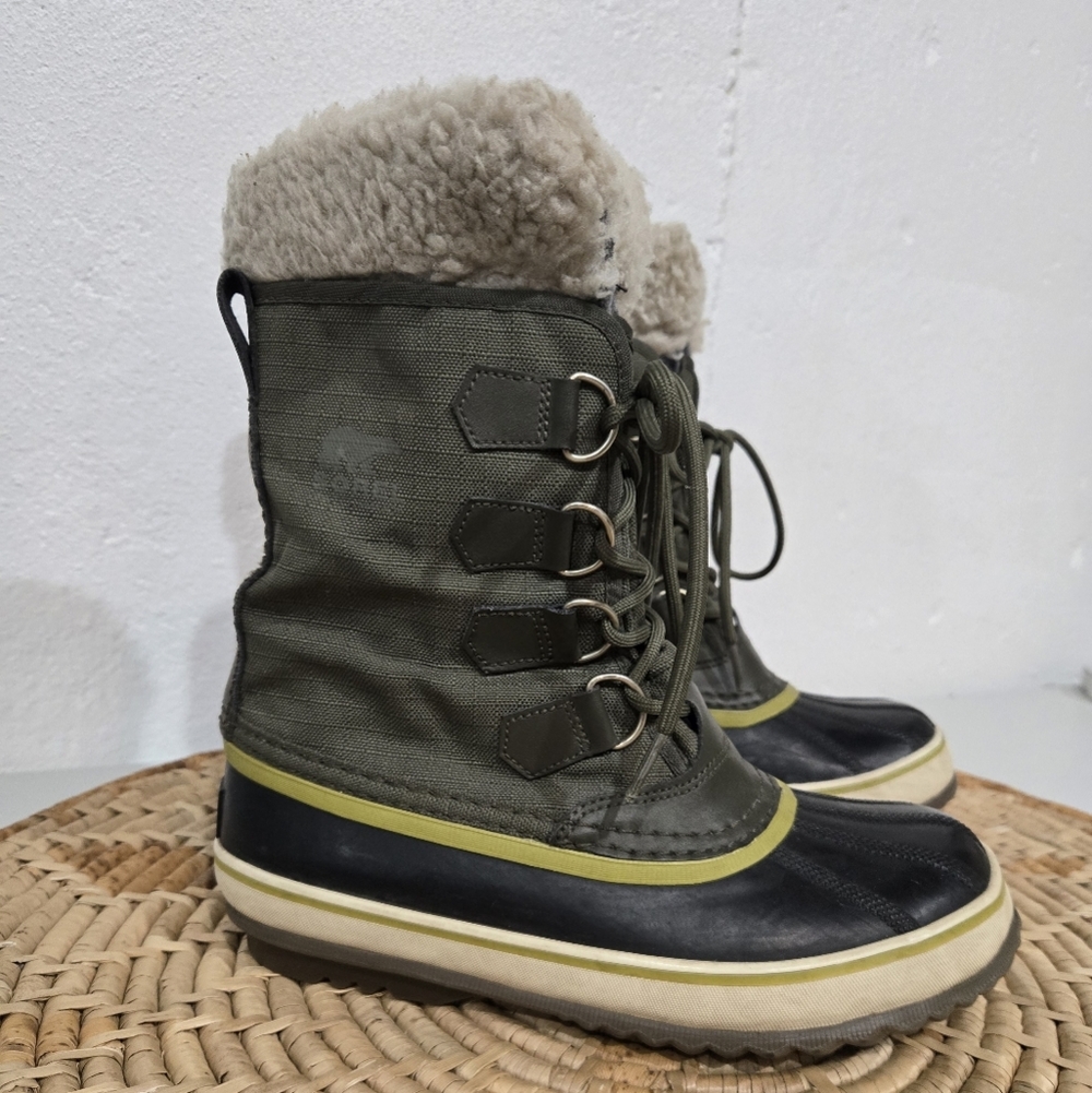 Sorel Carnival Khaki Green Winter Snow Boots 6